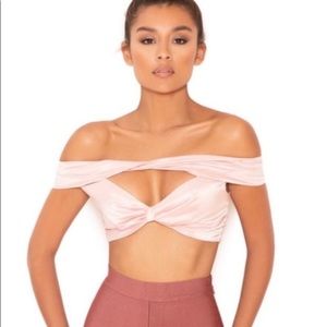 Pink silk crop top from House Of CB
